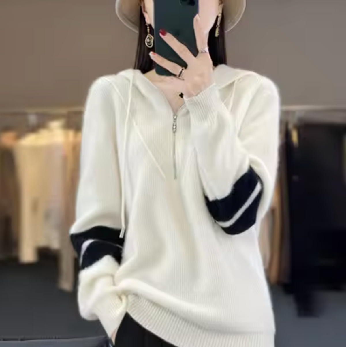 Josefa | Sudadera con capucha y mangas a rayas
