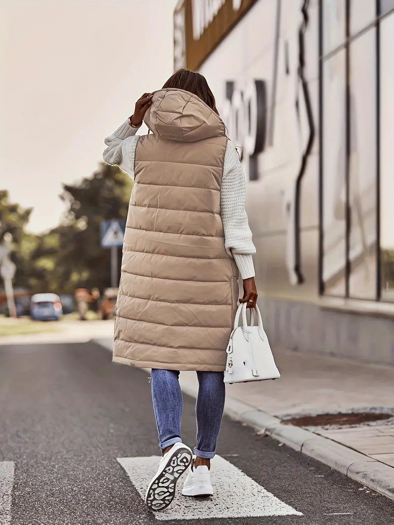 Bodywarmer Dames met een Capuchon en een Slank Mouwloos Ontwerp