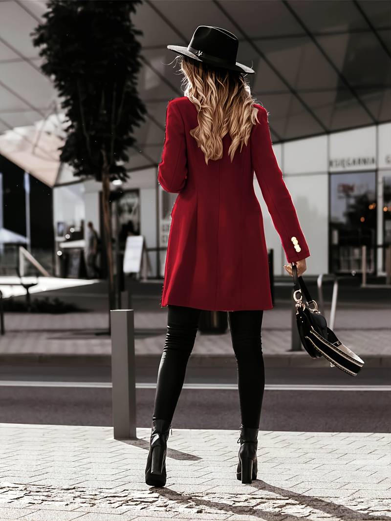Winterjas Dames met een Knoopsluiting en Zachte Pluchen Afwerking