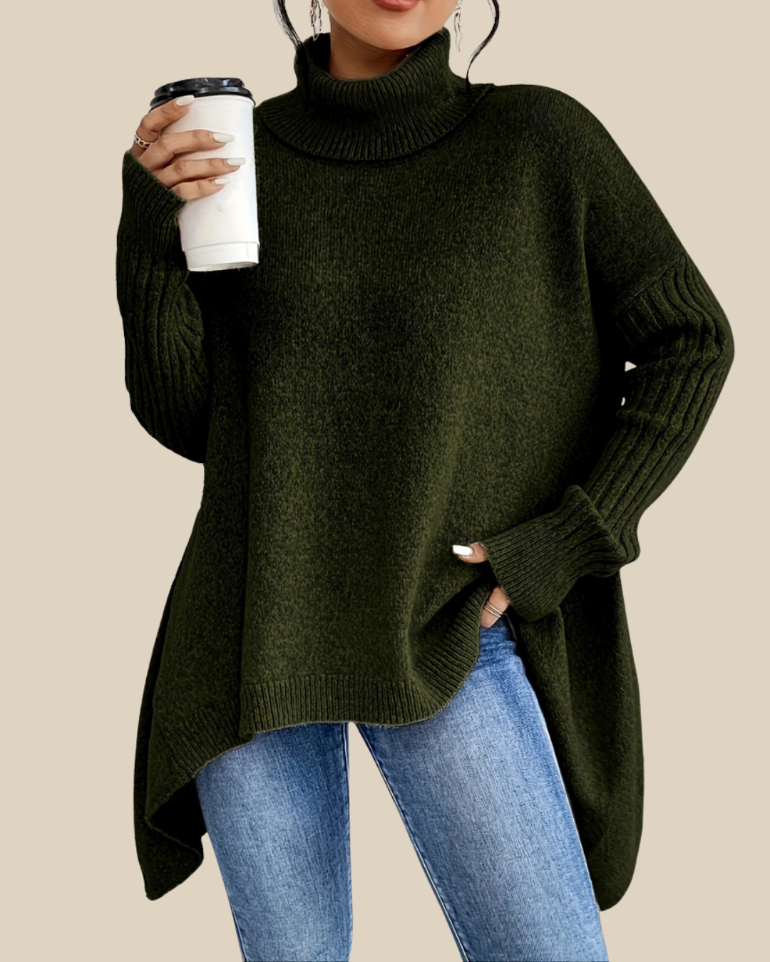 Josefina | Jersey oversize de cuello alto y corte largo
