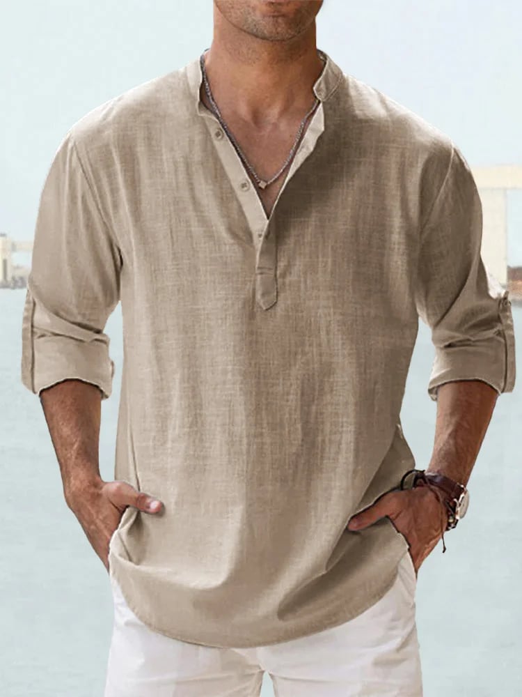 Fulgencio | Camisa de lino y algodón con cuello mao