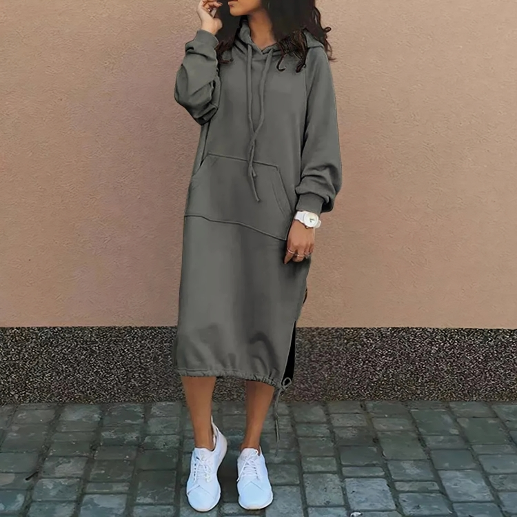 Martina | Vestido de punto con capucha y bolsillo