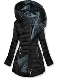 Winterjas Dames Gewatteerd met Capuchon van Pluche Imitatiebont en Voering