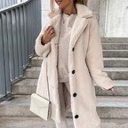 Winterjas Dames met Knoopsluiting en Zachte Warme Pluchen Textuur