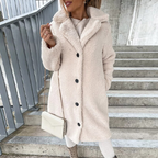 Winterjas Dames met Knoopsluiting en Zachte Warme Pluchen Textuur