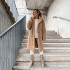 Winterjas Dames met Knoopsluiting en Zachte Warme Pluchen Textuur