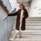 Winterjas Dames met Knoopsluiting en Zachte Warme Pluchen Textuur