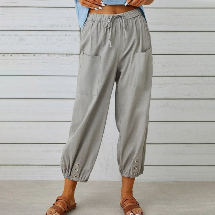 Nora | Pantalón ancho de mujer en mezcla de algodón y lino