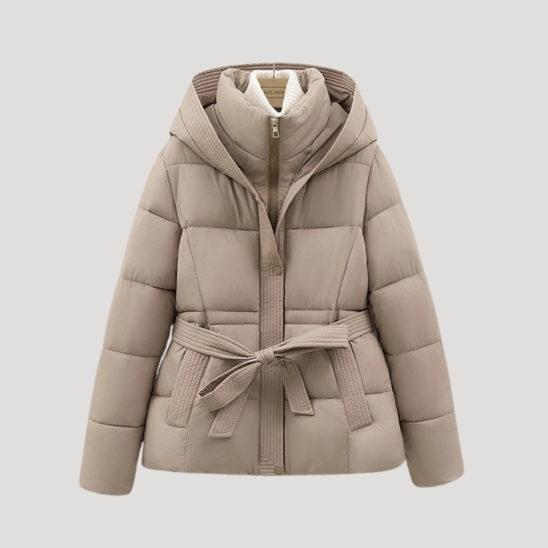 Mónica | Chaqueta acolchada con capucha y cinturón