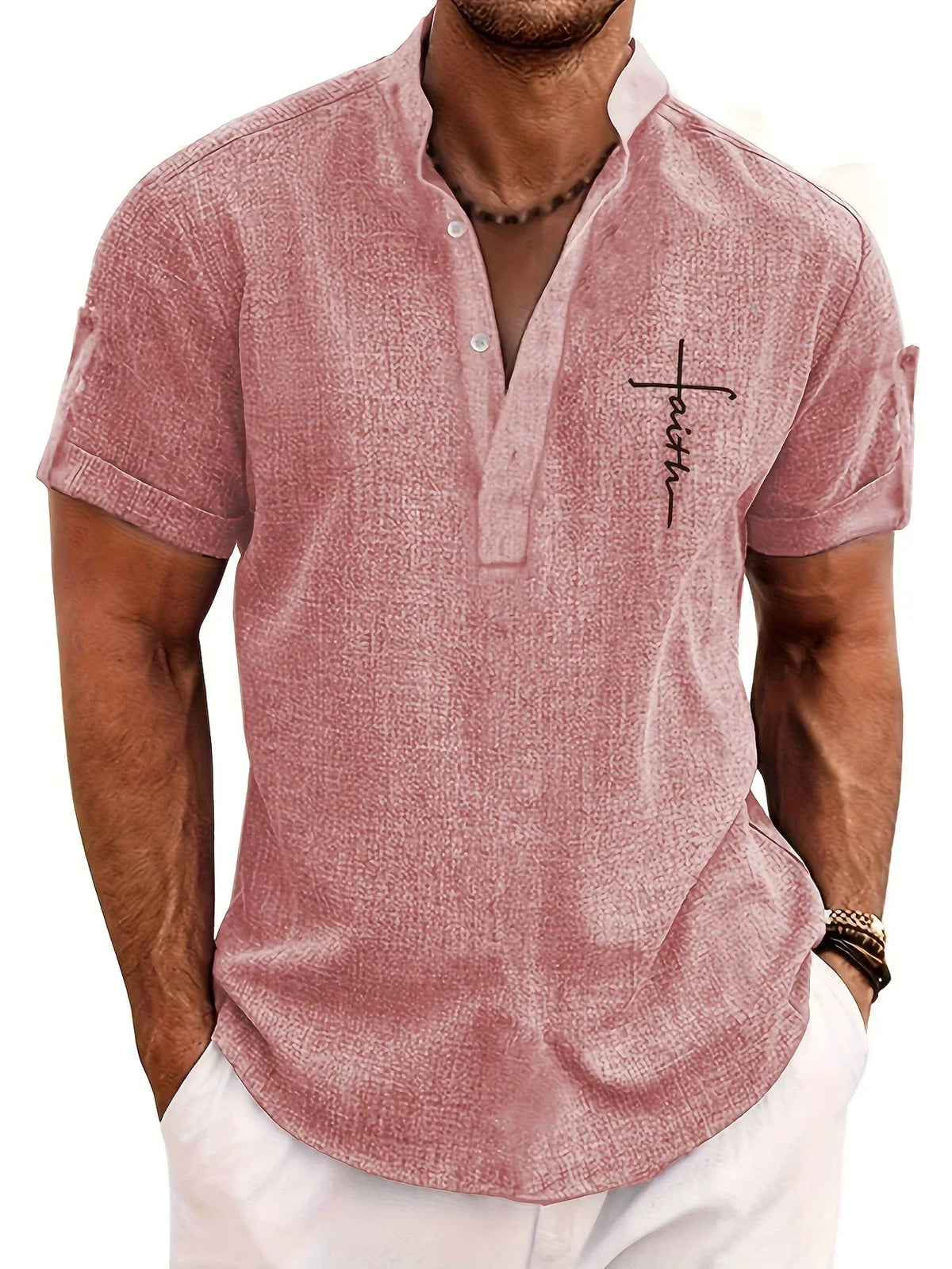 Sabino | Camisa de manga corta con cuello mao