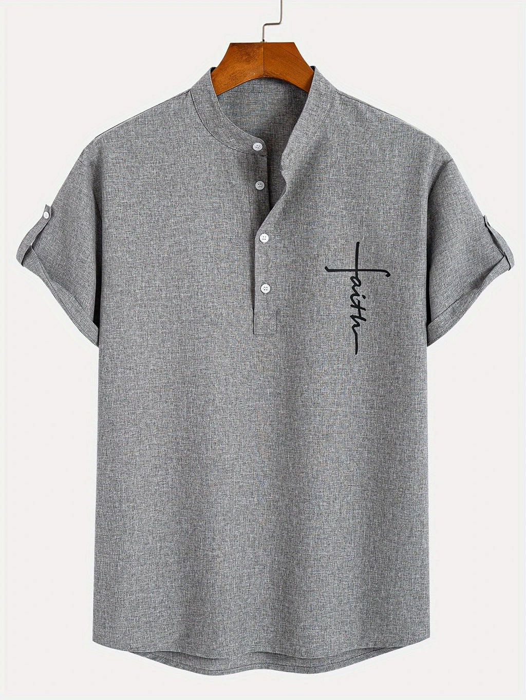 Sabino | Camisa de manga corta con cuello mao