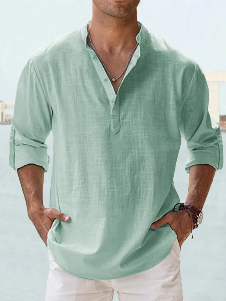 Fulgencio | Camisa de lino y algodón con cuello mao