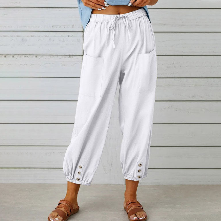 Nora | Pantalón ancho de mujer en mezcla de algodón y lino
