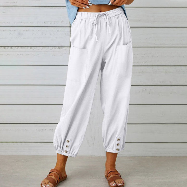 Nora | Pantalón ancho de mujer en mezcla de algodón y lino