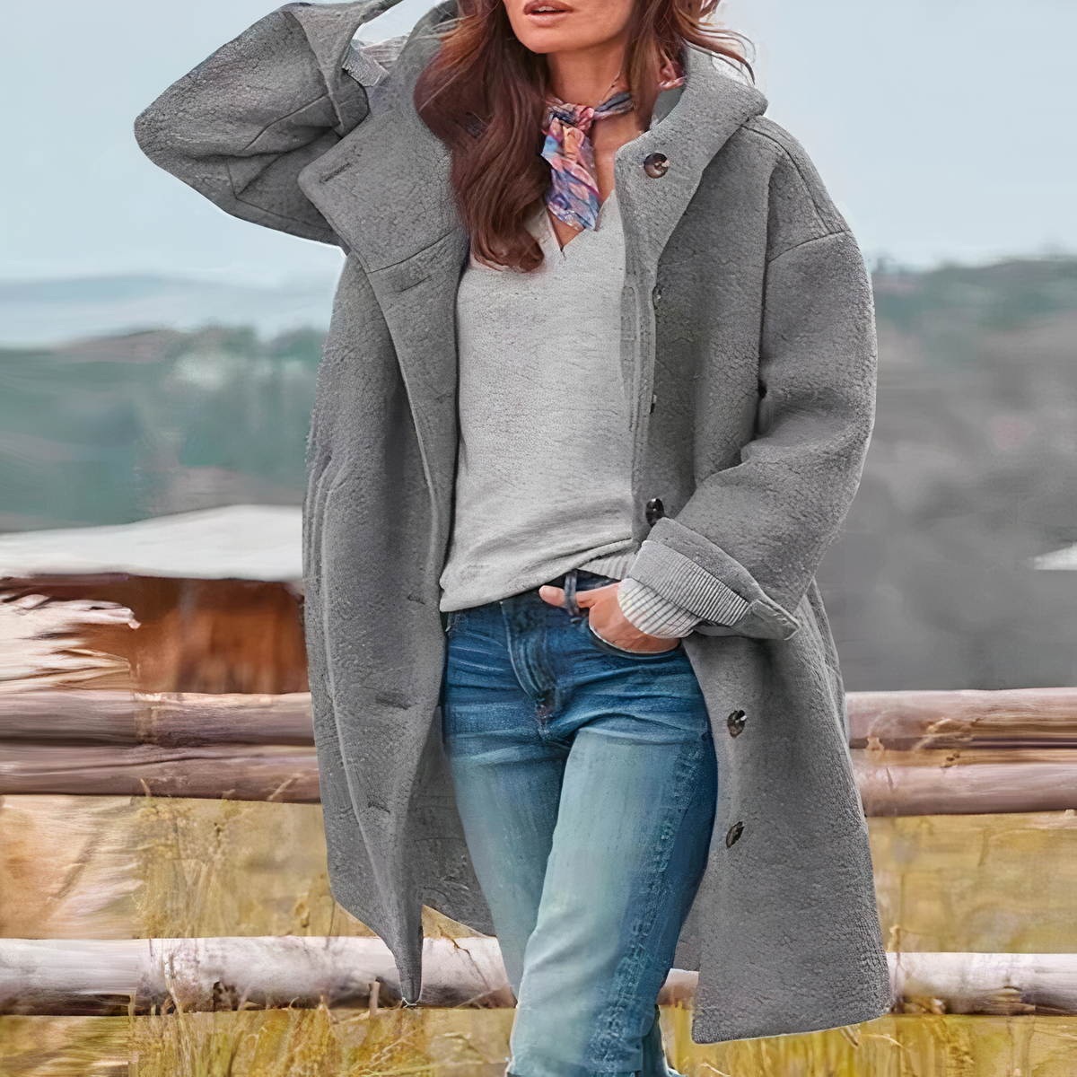 Ainara | Chaqueta de entretiempo larga con botones