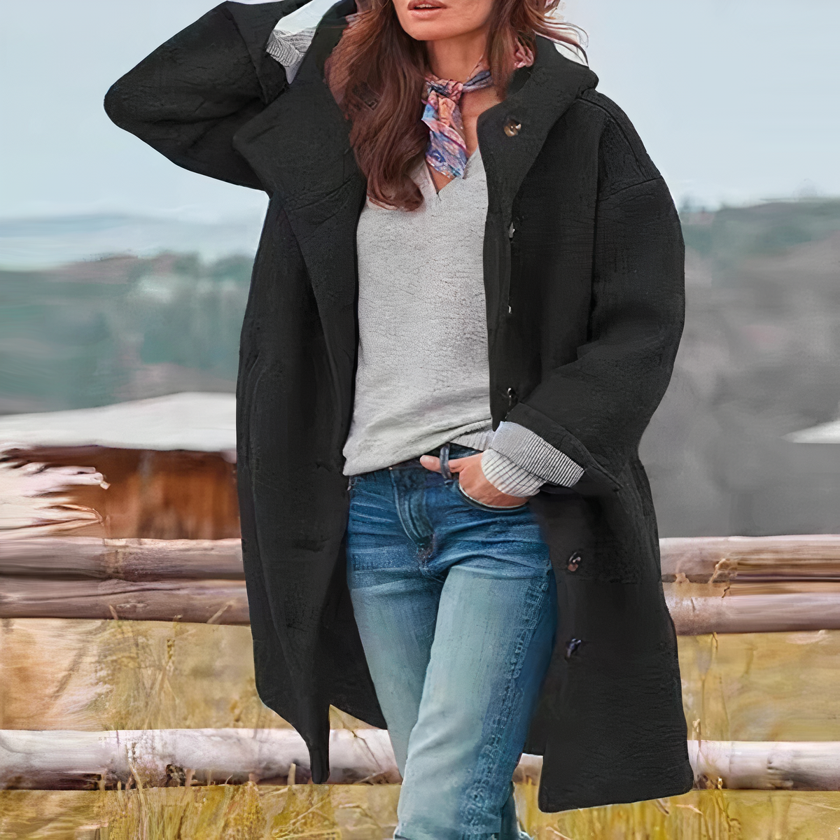 Ainara | Chaqueta de entretiempo larga con botones