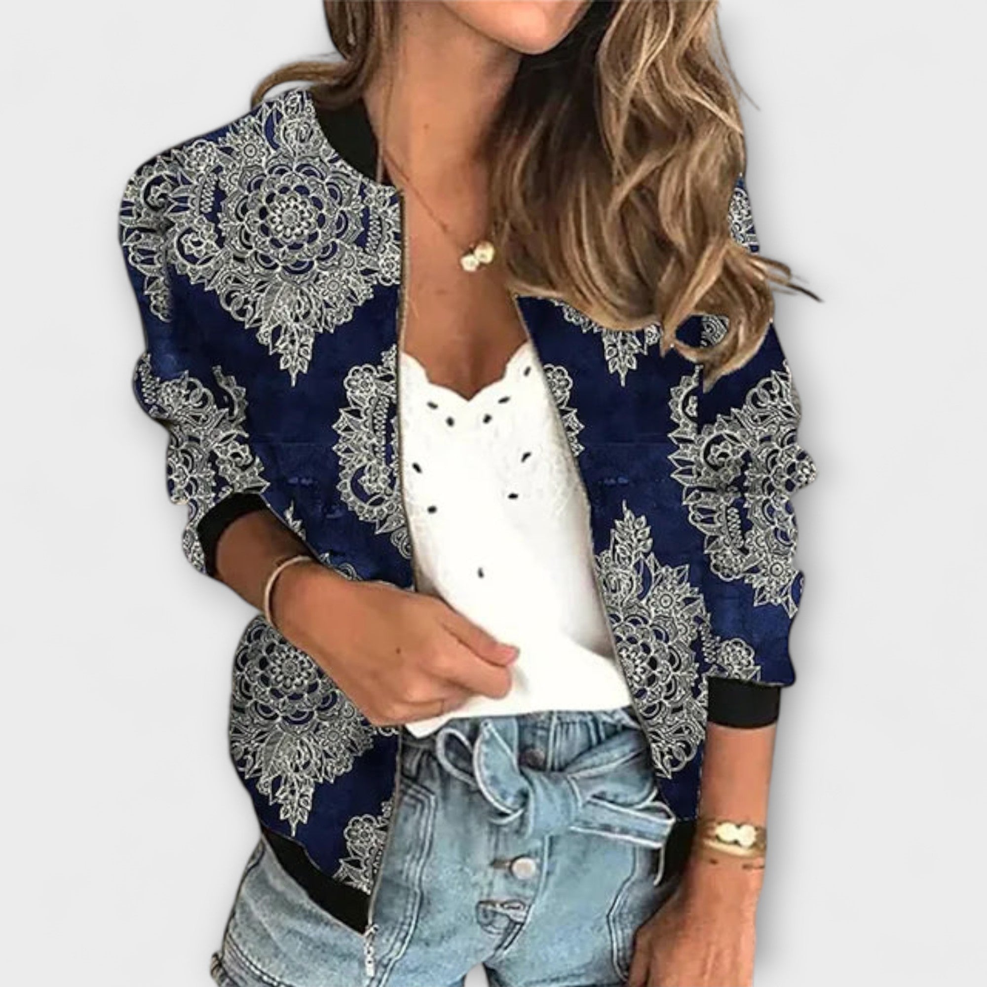 Gisela | Chaqueta estampada con cremallera