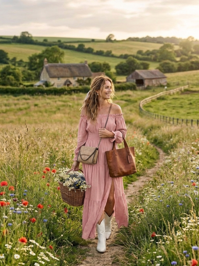 Adira | Vestido maxi off-shoulder con detalle fruncido