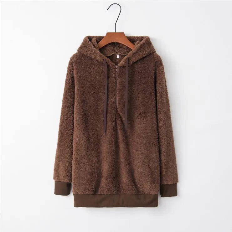 Tatiana | Sudadera con capucha, cordón y media cremallera