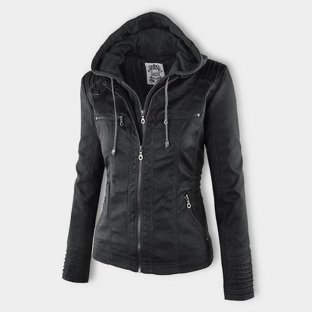 Erica | Chaqueta efecto piel con capucha y cremallera