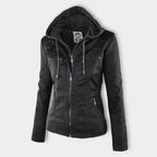 Erica | Chaqueta efecto piel con capucha y cremallera
