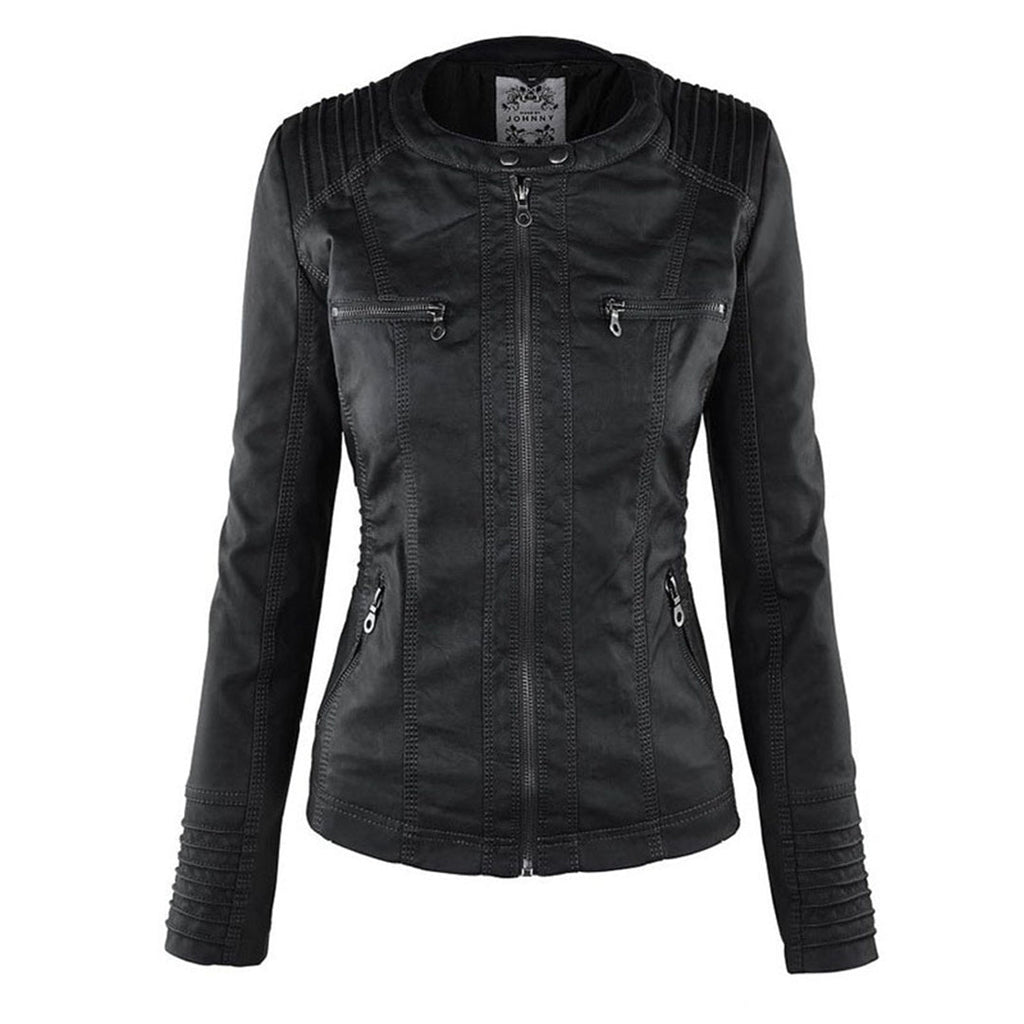 Erica | Chaqueta efecto piel con capucha y cremallera