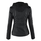 Erica | Chaqueta efecto piel con capucha y cremallera