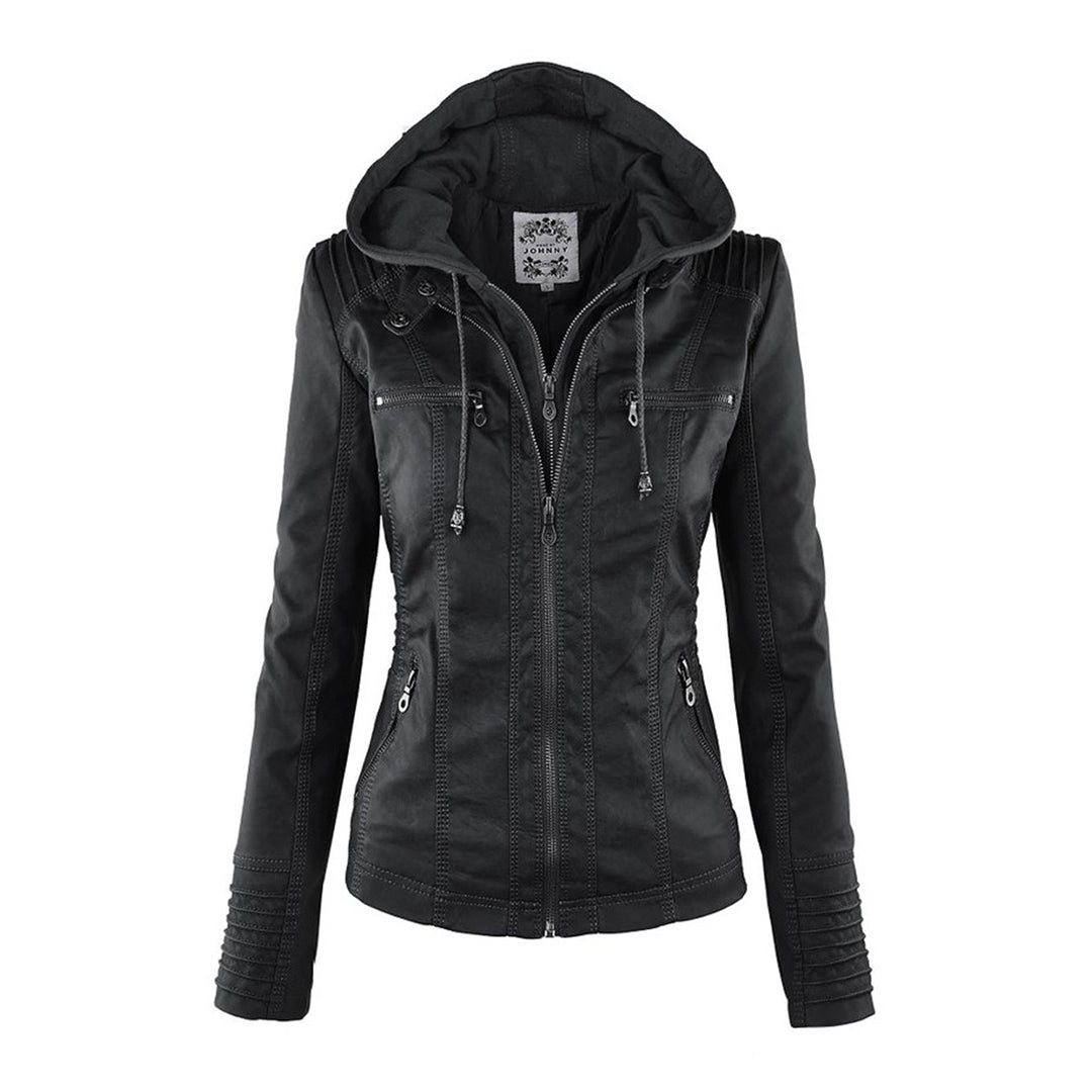 Erica | Chaqueta efecto piel con capucha y cremallera