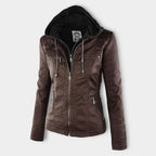 Erica | Chaqueta efecto piel con capucha y cremallera