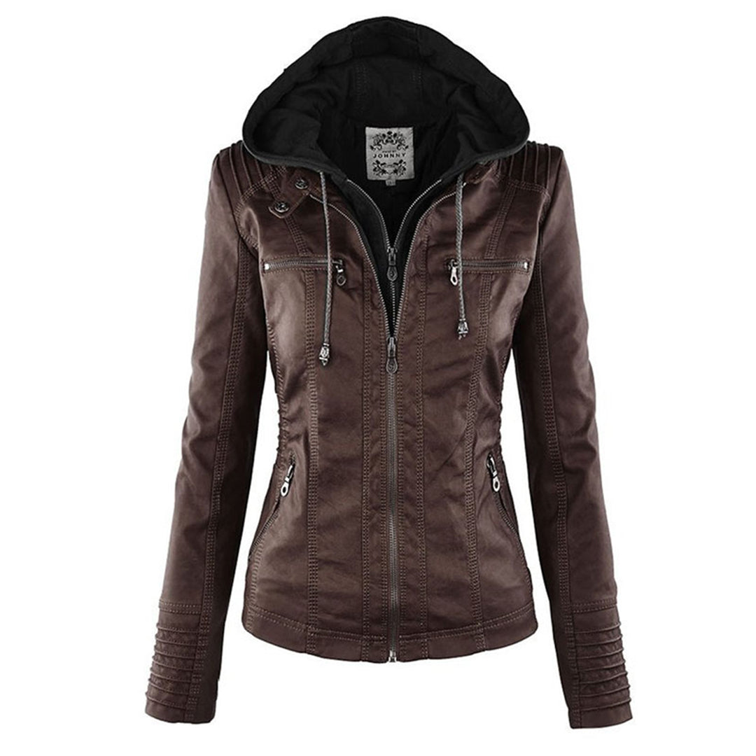 Erica | Chaqueta efecto piel con capucha y cremallera