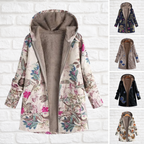 Winterjas Dames met Fleece Print Capuchon en Weerbestendige Stof