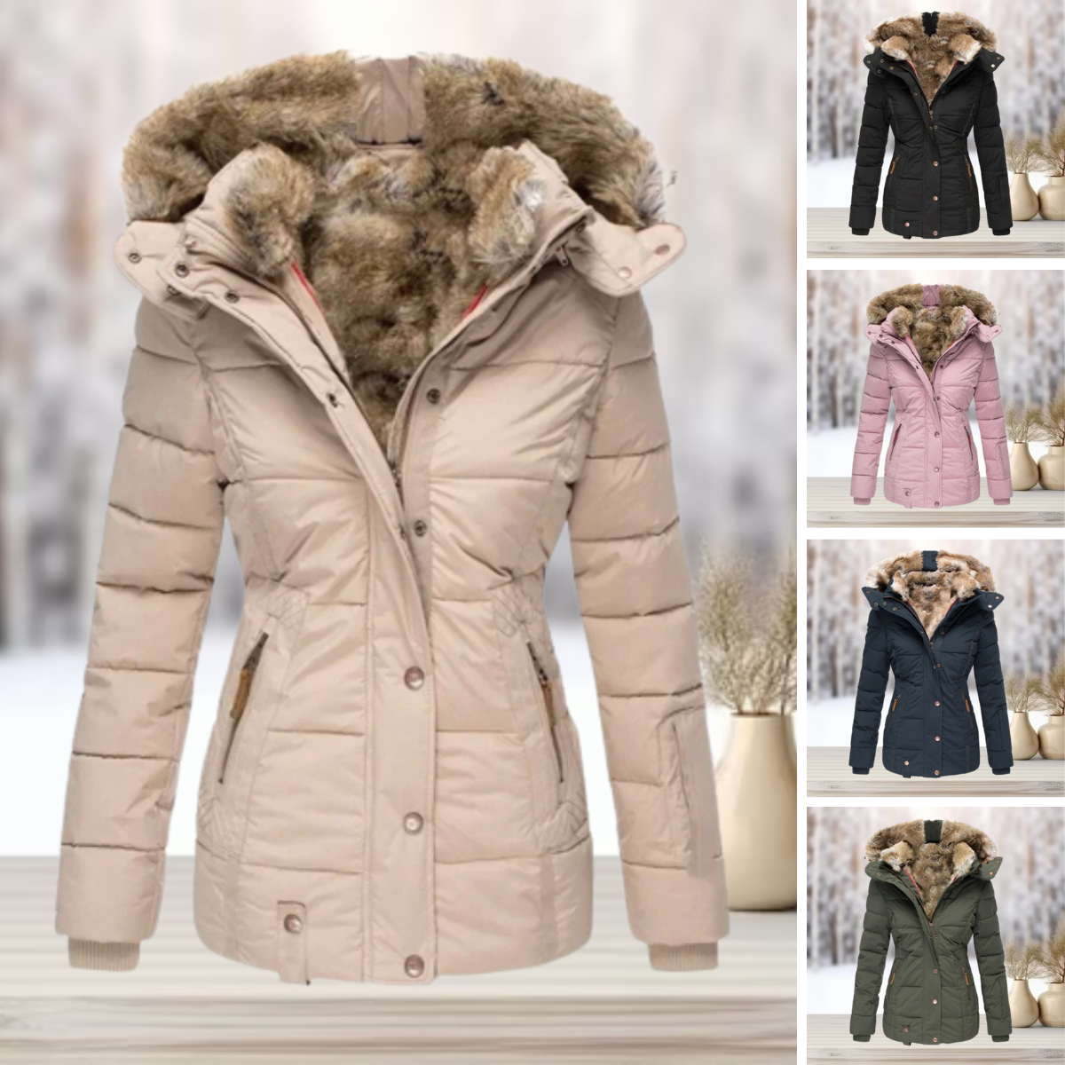 Winterjas Dames met Knoop en Ritssluiting Warme Voering en Zakken