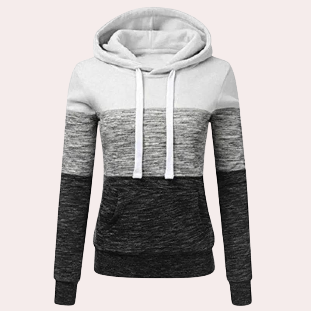 Trui Dames met Knusse Capuchon en Opvallend Color Block Ontwerp