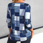 Trui Dames met Halve Rits en Modern Geometrisch Patroon voor Comfort