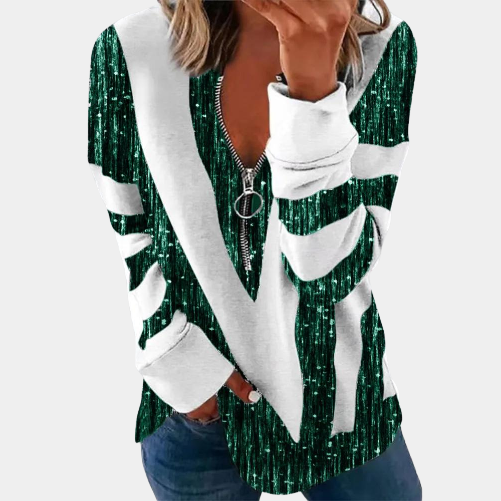 Consuelo | Jersey de lentejuelas con cuello de pico