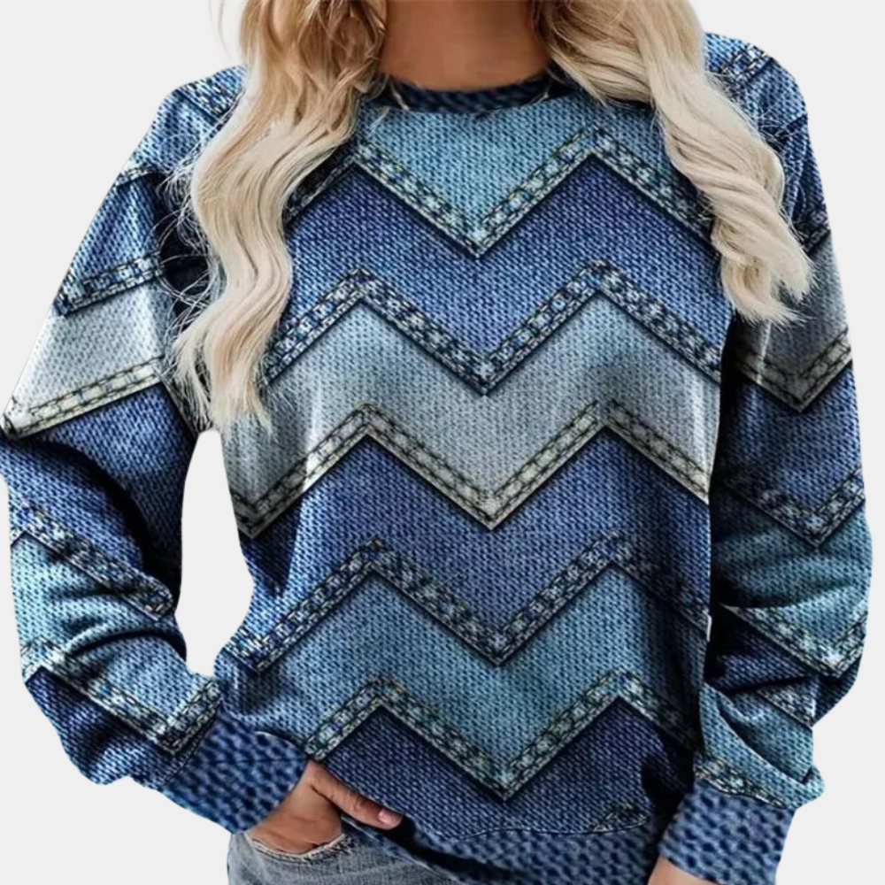 Jimena | Jersey de punto con cuello redondo estampado