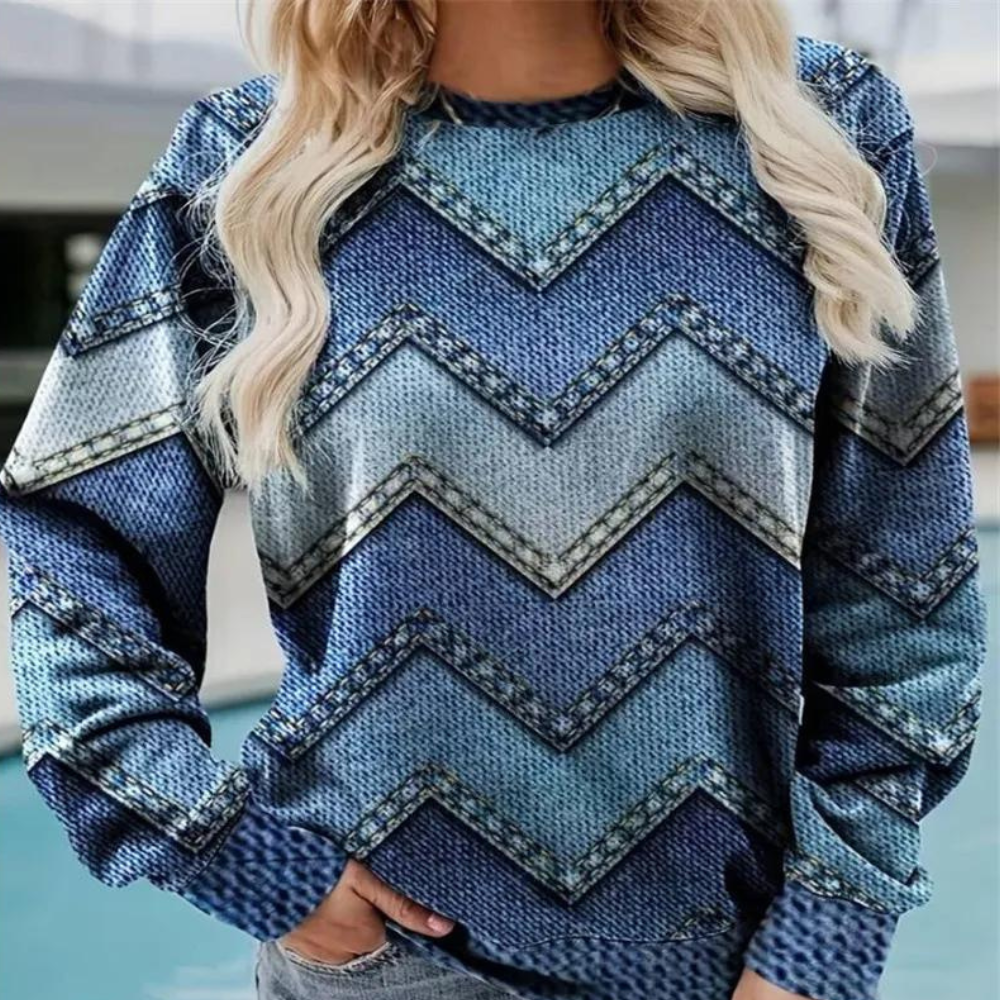Jimena | Jersey de punto con cuello redondo estampado