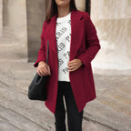 Winterjas Dames met een Grote Kraag Knoopsluiting en Klassiek Ontwerp