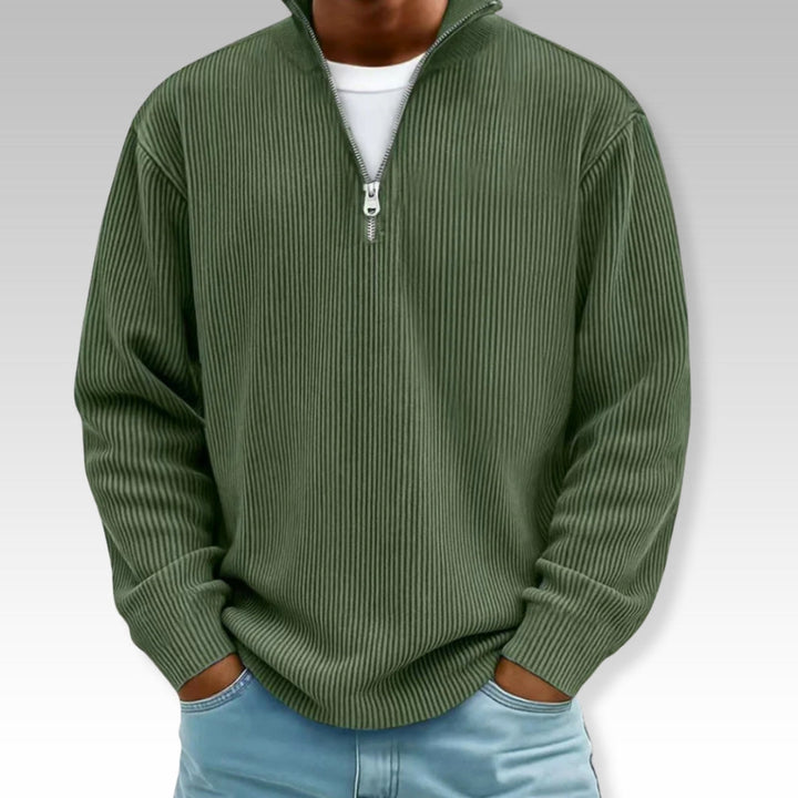 Tom | Camiseta relajada de manga larga con cuello de cremallera