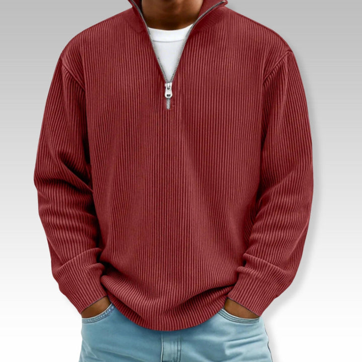 Tom | Camiseta relajada de manga larga con cuello de cremallera