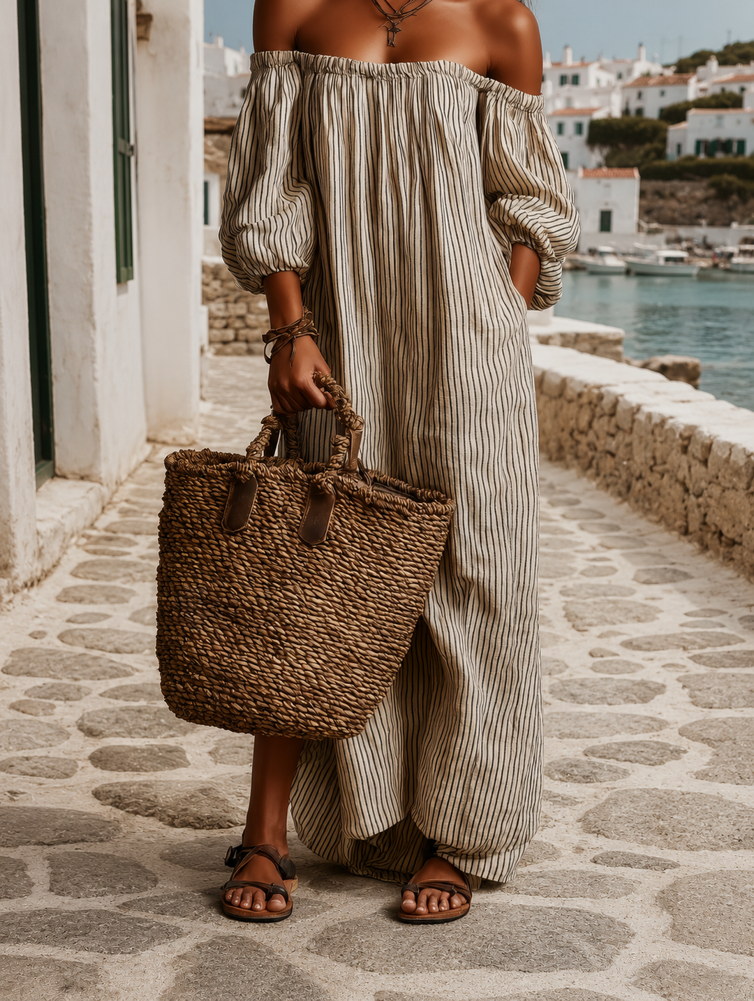 Malin | Vestido maxi vaporoso con mangas largas