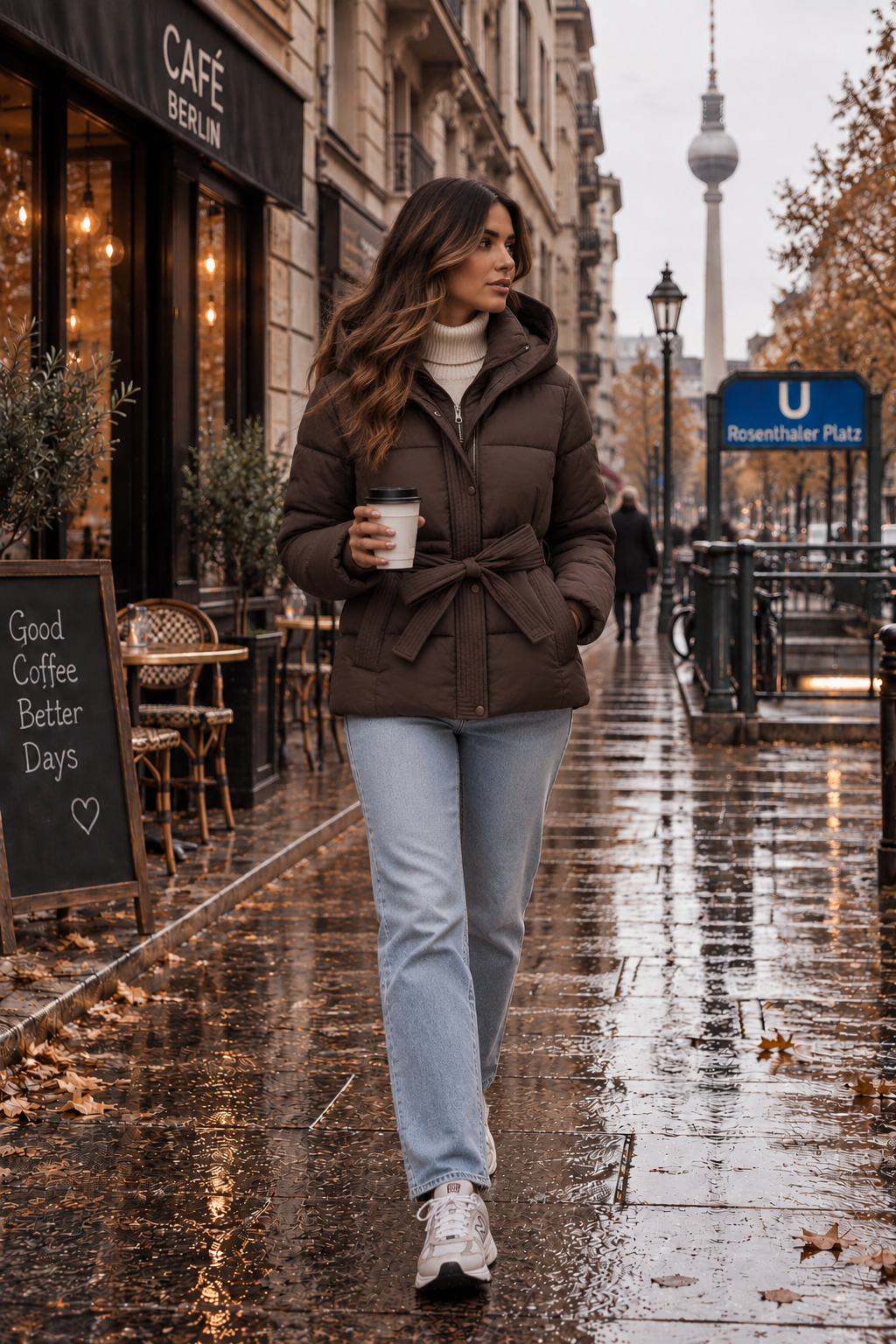 Mónica | Chaqueta acolchada con capucha y cinturón