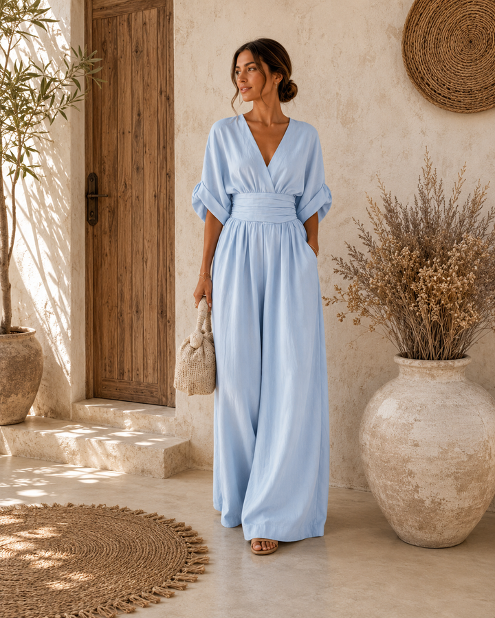 Daniela | Elegante mono con escote en V y pierna ancha