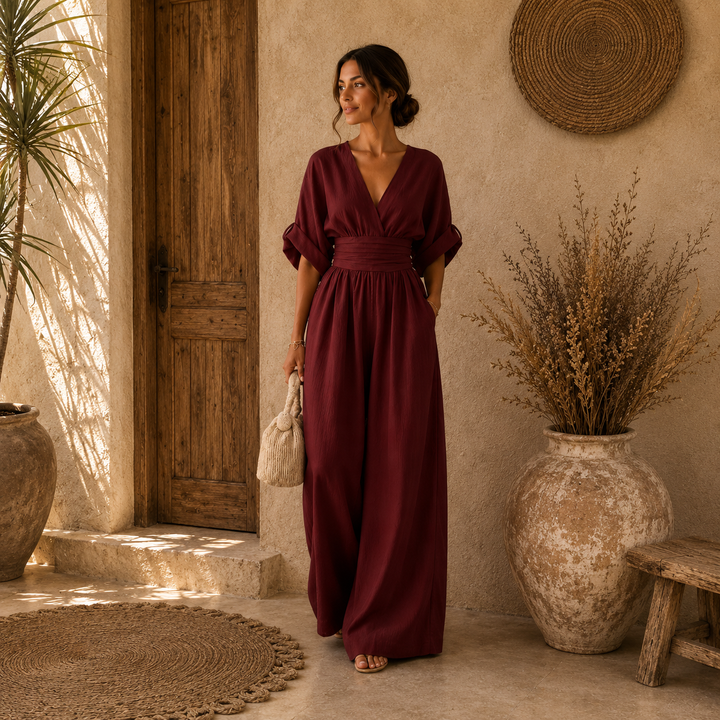 Daniela | Elegante mono con escote en V y pierna ancha