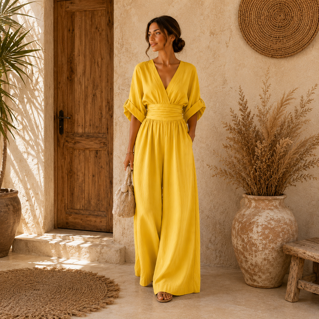 Daniela | Elegante mono con escote en V y pierna ancha