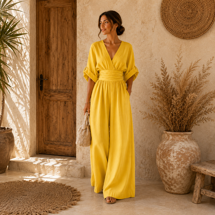 Daniela | Elegante mono con escote en V y pierna ancha