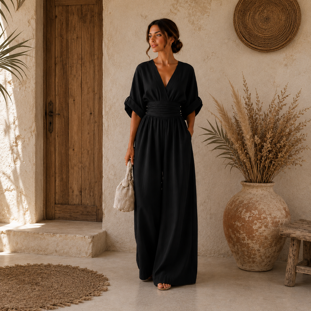 Daniela | Elegante mono con escote en V y pierna ancha