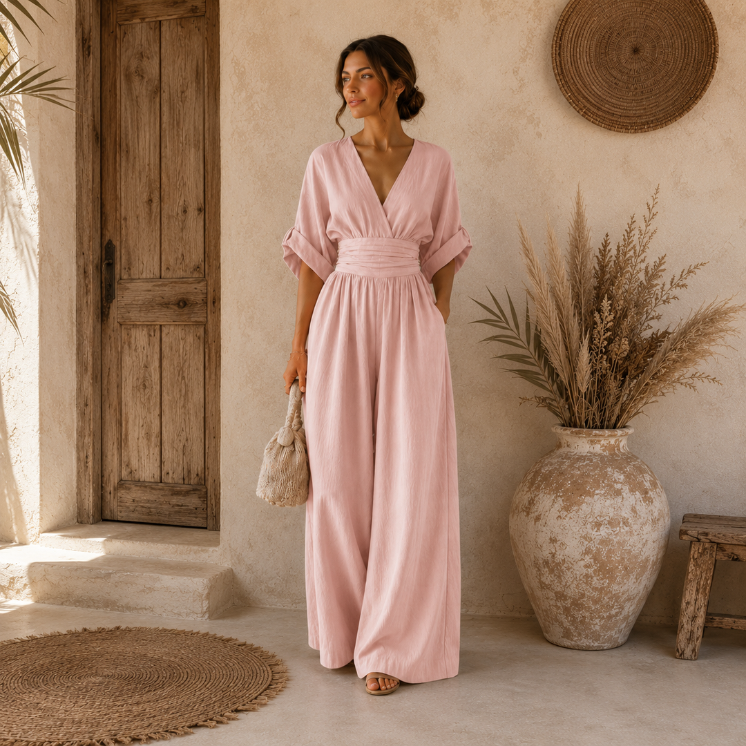 Daniela | Elegante mono con escote en V y pierna ancha