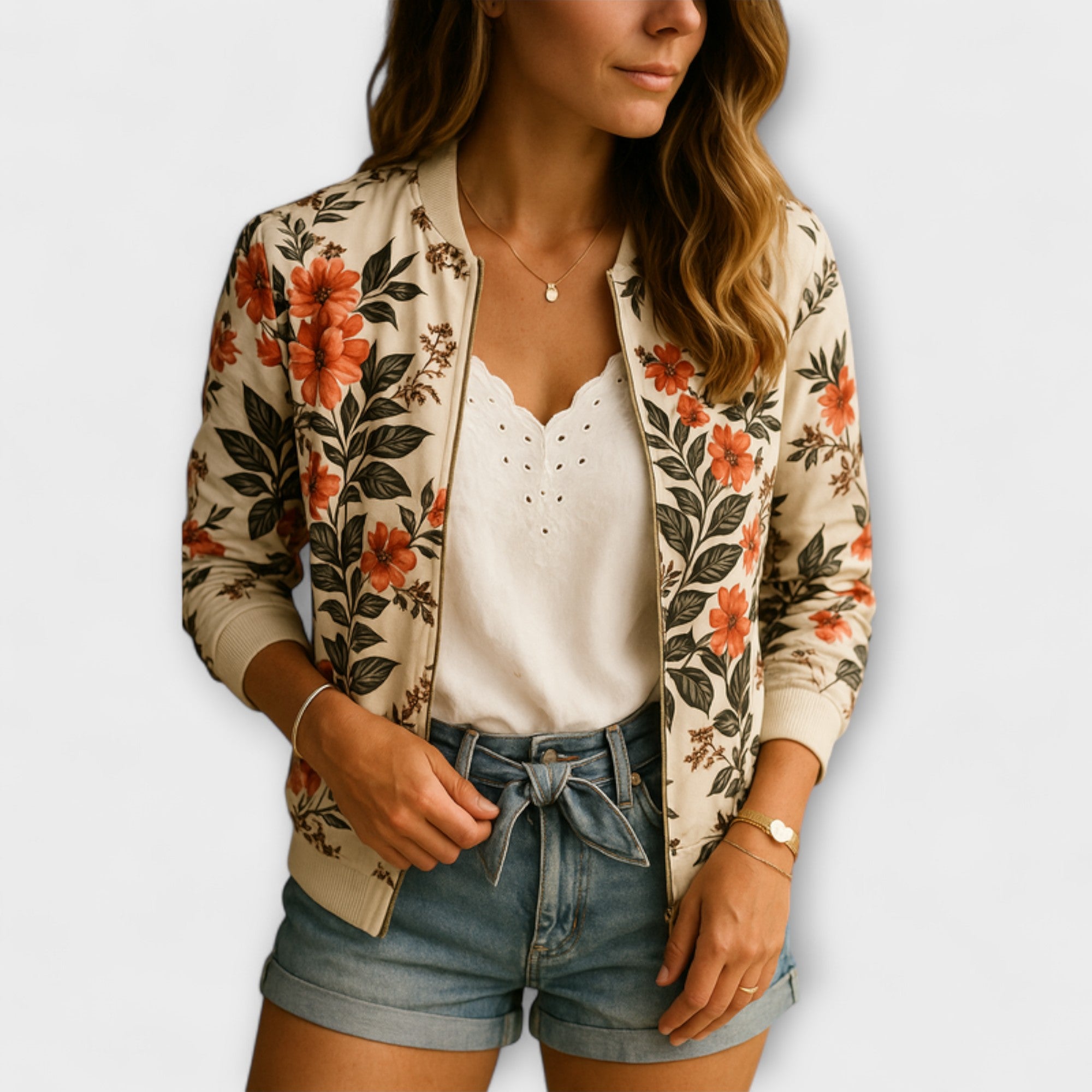 Lúa | Bomber ligera con estampado floral