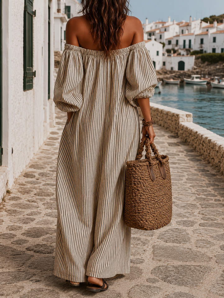 Malin | Vestido maxi vaporoso con mangas largas